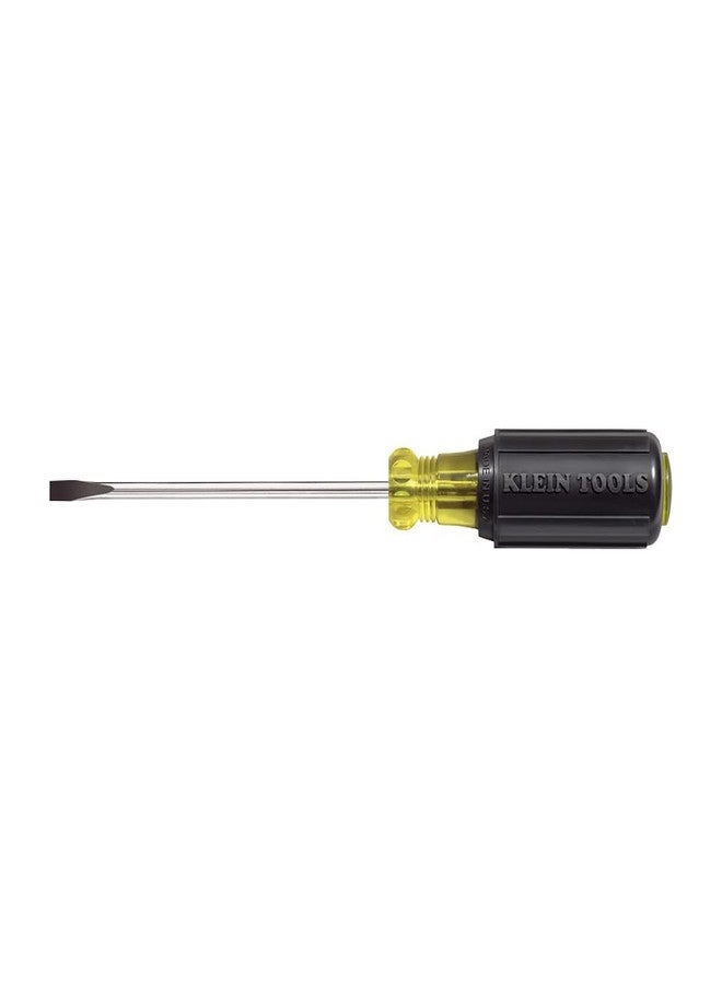 Klein Tools 601-4 Flathead Screwdriver with 3/16-Inch Cabinet Tip, Made in USA, 4-Inch Round Shank and Cushion Grip Handle - Image 1