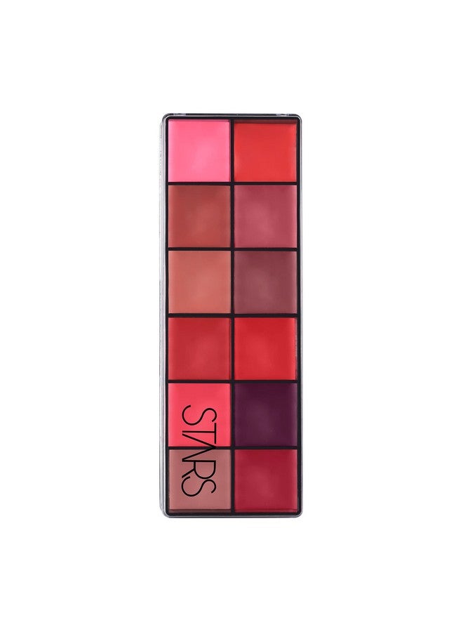 STARS COSMETICS Stars Cosmetics Lush Lip Palette 12 Shades Cream Smooth Finish Waterproof Long Lasting Lightweight Ultra Pigmented smudgeproof for all Skins (multi-colour) 72g  - Image 1