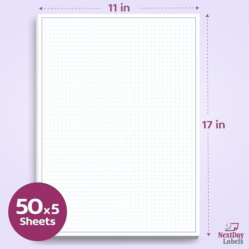 NextDayLabels Graph Paper Pad for Blueprint Drawings, Drafting, Engineering Drawing, and Planning - Graph Paper 11x17 Blueprint Quadrille Grid Paper Pads with Blue Lines, High Brightness 50 Sheets (5-Pack) - Image 3