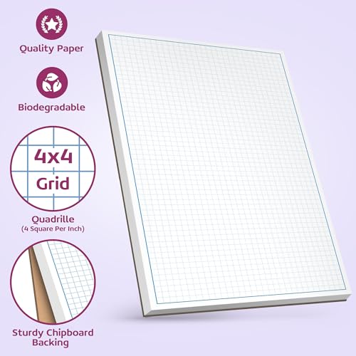 NextDayLabels Graph Paper Pad for Blueprint Drawings, Drafting, Engineering Drawing, and Planning - Graph Paper 11x17 Blueprint Quadrille Grid Paper Pads with Blue Lines, High Brightness 50 Sheets (5-Pack) - Image 4