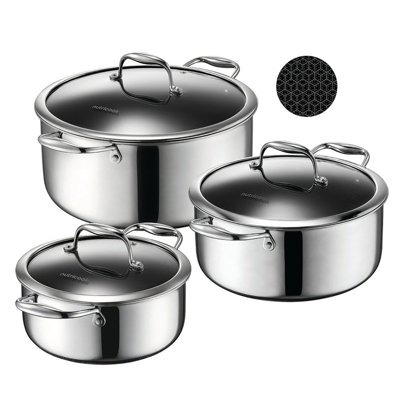 nutricook ETERNA 6PC CASSEROLE SET - 20/24/28CM WITH LID - Image 1