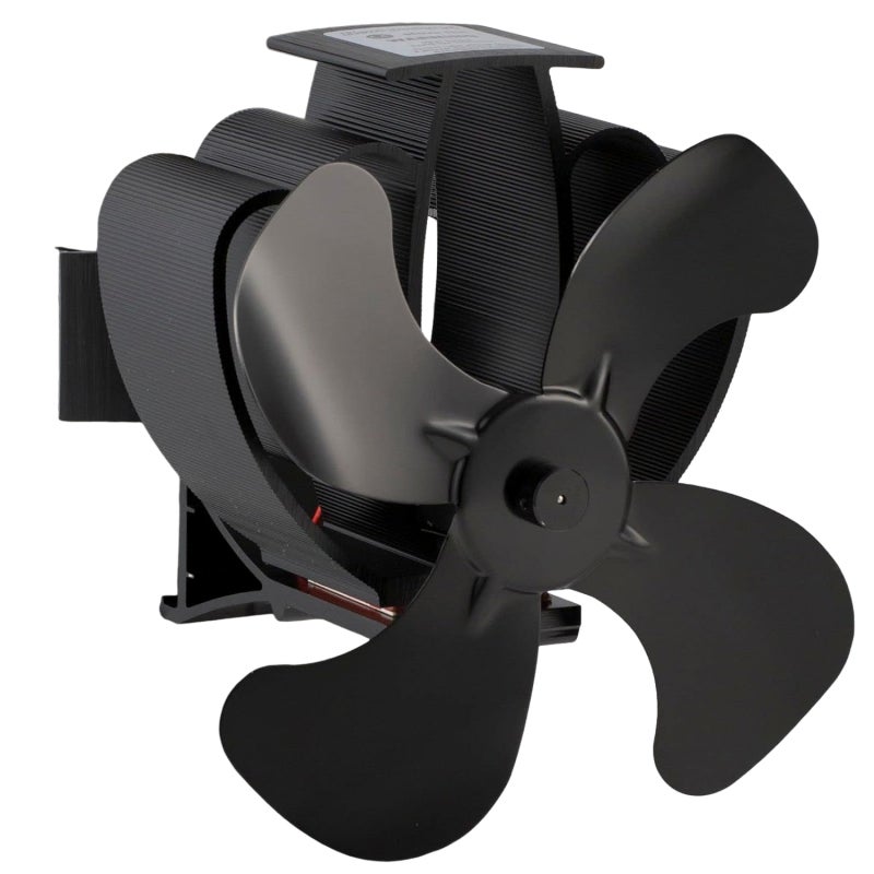 Wood Stove Fan: 4-Blade Black Heat-Powered Silent Fan - Reduce Fuel Consumption by 30% for Wood Burning Stove Tops - Image 1