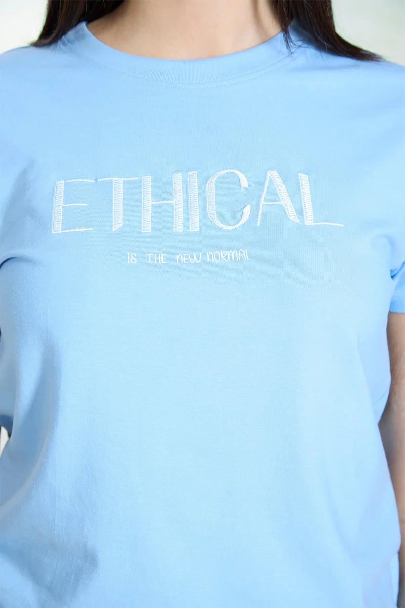 Virgio Cotton Jersey Daywear Knit Blue Graphic T-Shirts for Women