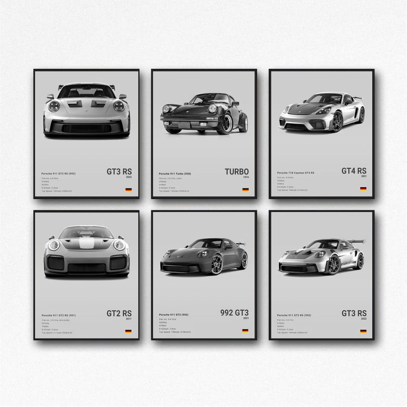 Home Trove بوسترات HOME TROVE 911 GT3RS GT2RS بوسترات سيارات لجدران فن سيارات السباق لغرفة نوم الأولاد طباعة ورقية سوبركار مجموعة بوسترات من 6، غير مؤطرة 8x12 بوصة، 20x30 سم، رمادي-6 قطع - Image 4