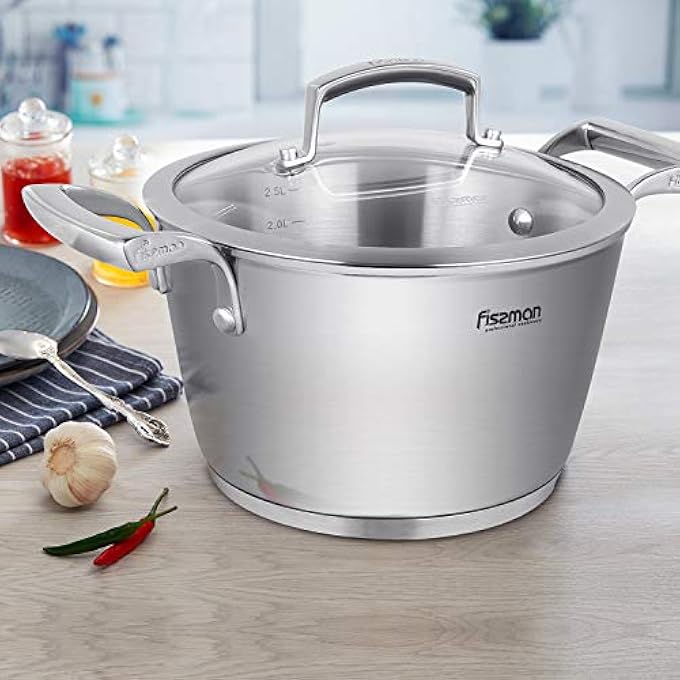 Fissman Stockpot Millenium 24X14 Cm  56 Ltr With Glass Lid Stainless Steel - Image 5