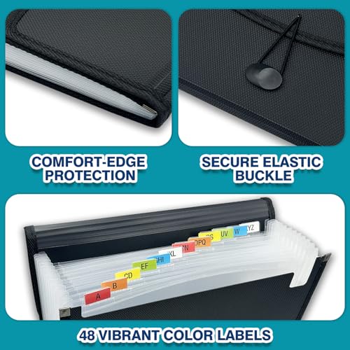 H4D 13-Pocket Accordion File Organizer with Mesh Pocket, Expanding File Folder with Tabs, Expandable Document Organizer for Home Office School, Letter Size, Black - Image 5
