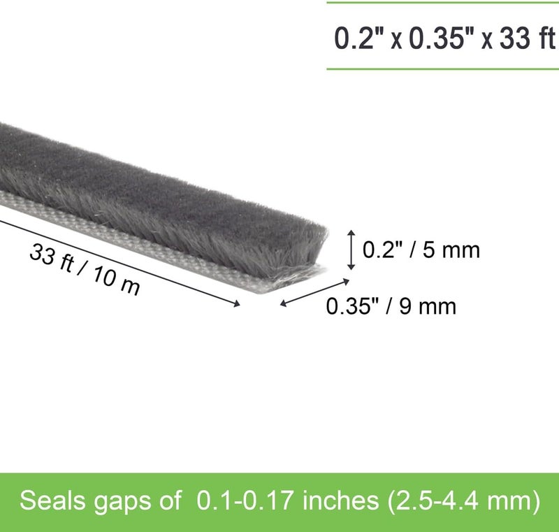 YOCCEK Self-Adhesive Weather Stripping Seal for Doors & Windows – Soundproof Insulation Gap Filler for Sliding, Exterior, Front, and Jamb Frames – 0.2" x 0.35" x 33 ft, Gray - Image 2