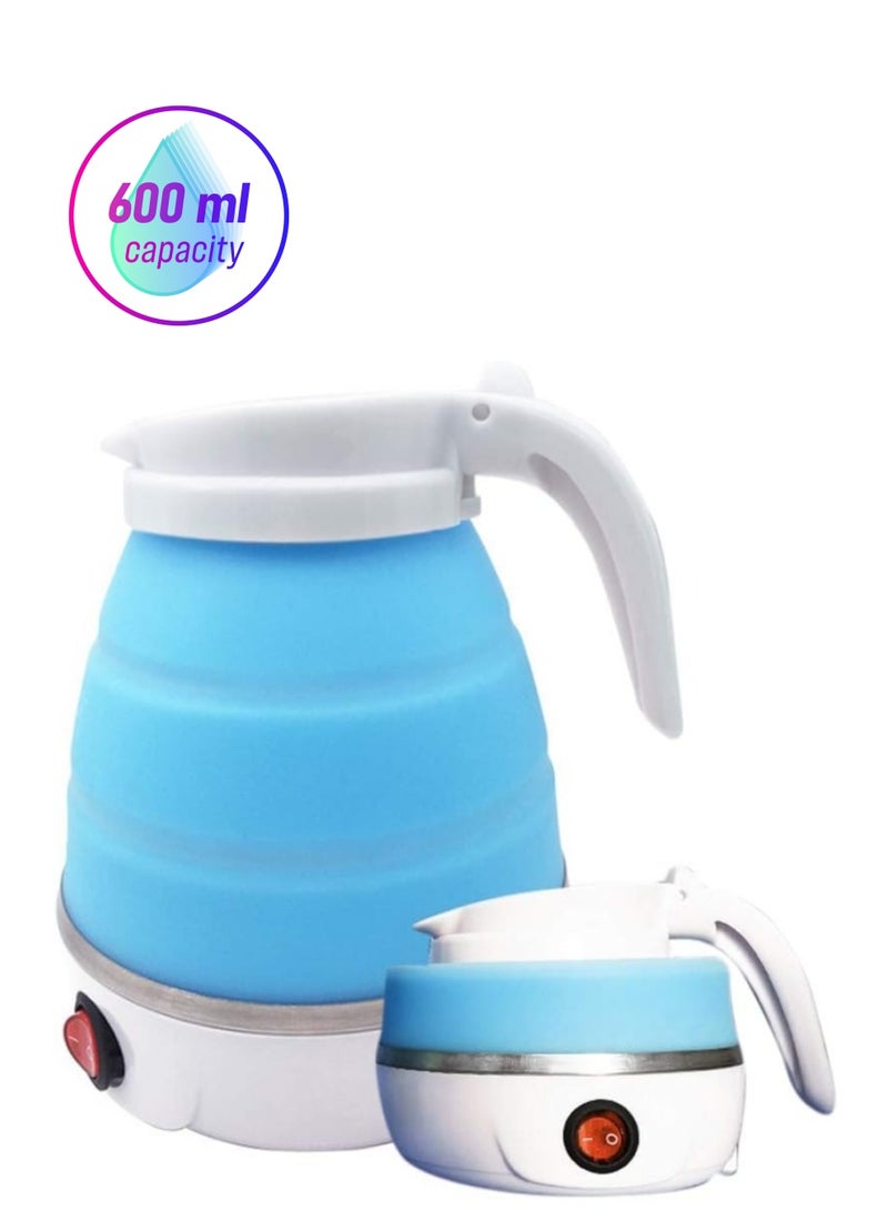 DubaiGallery Electric Kettle Silicone Foldable Water Kettles Compression Leak proof Portable Kettle 600ml Travel Mini Kettle for Household  - Image 1