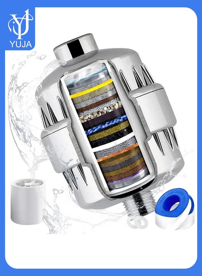 YUJA 15-Stage Shower Head Filter for Hard Water, High Pressure Shower Filter for Removing Chlorine and Fluoride, the Condition of Skin Hair Nails - Image 1