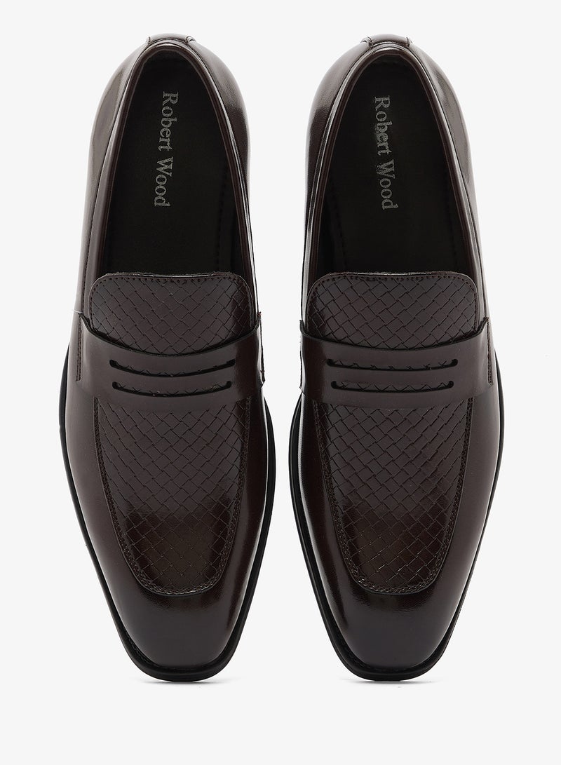 Robert Wood Classic Textured Penny Loafers - Image 4