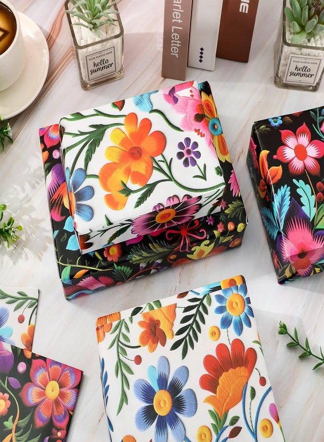 FYSUIMU 8 Sheets Mexican Themed Wrapping Paper -Not Roll- Mexican Floral Gift Wrap Paper Folded Flat for Day of The Dead Holiday Party DIY Crafts, 19.7 x 27.6 Inch - Image 4