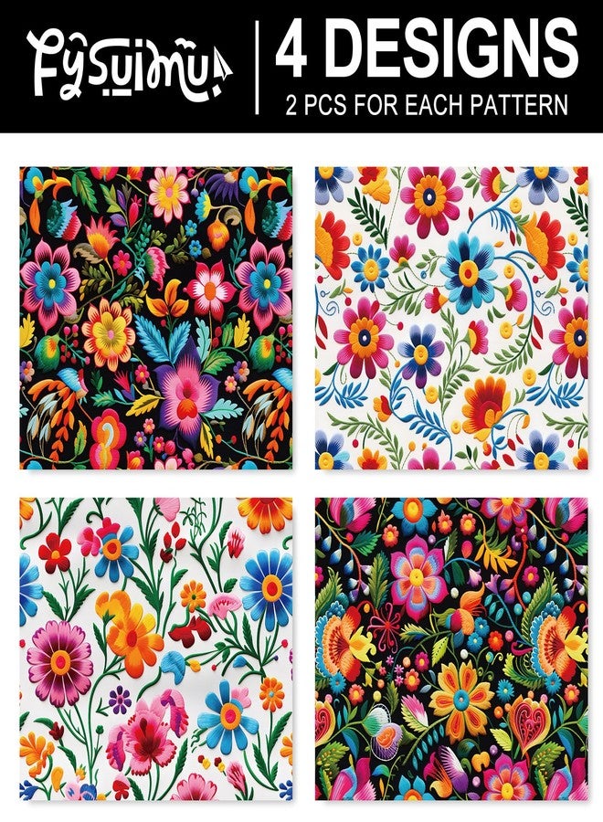 FYSUIMU 8 Sheets Mexican Themed Wrapping Paper -Not Roll- Mexican Floral Gift Wrap Paper Folded Flat for Day of The Dead Holiday Party DIY Crafts, 19.7 x 27.6 Inch - Image 3