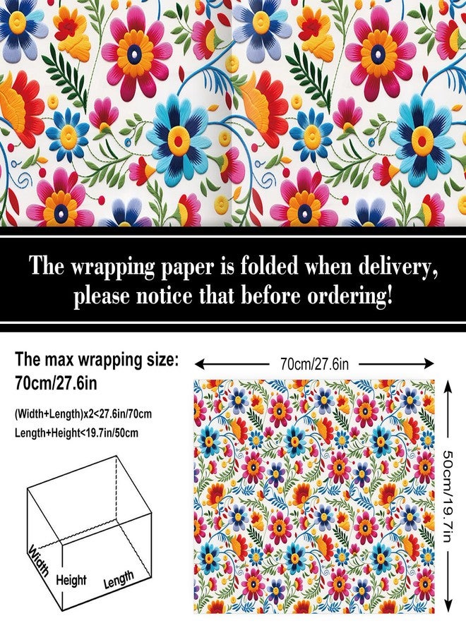 FYSUIMU 8 Sheets Mexican Themed Wrapping Paper -Not Roll- Mexican Floral Gift Wrap Paper Folded Flat for Day of The Dead Holiday Party DIY Crafts, 19.7 x 27.6 Inch - Image 2