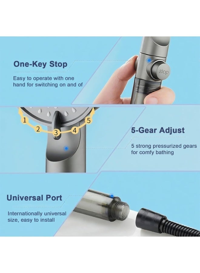 Arabest High Pressure 5-Mode Filtered Shower Head, Built-in Power Wash for Hard Water, Handheld Filter Shower Head and 15 Filters, Compatible with All Standard Shower Hoses - Image 4