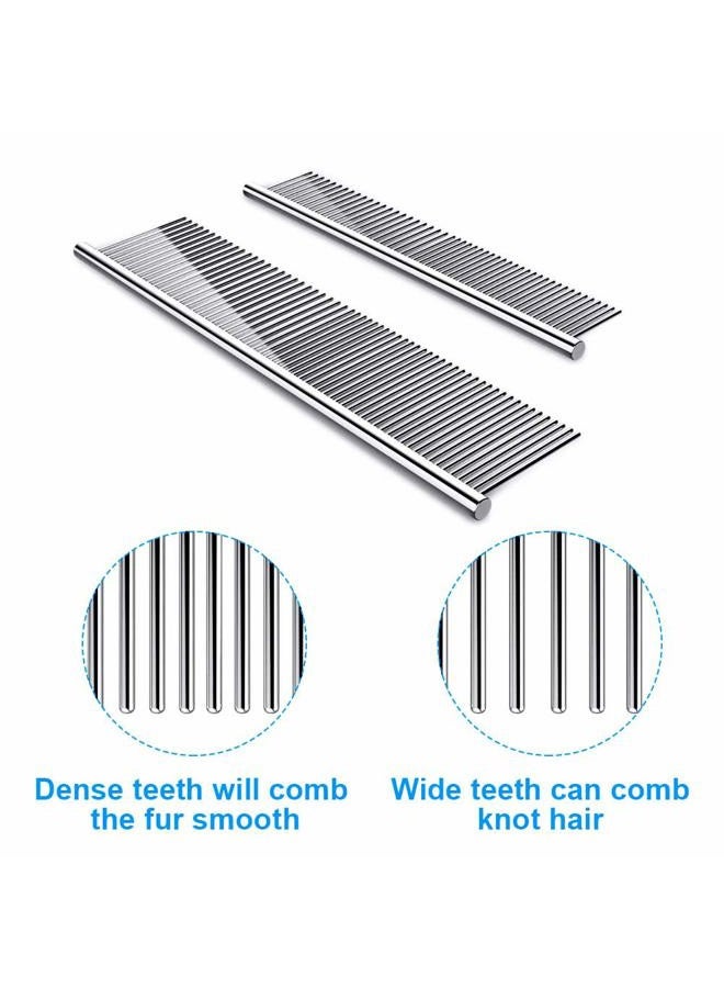 Cafhelp 2 Pack Dog Combs with Rounded Ends Stainless Steel Teeth, Cat Comb for Removing Tangles and Knots, Professional Grooming Tool for Long and Short Haired Dog, Cat and other pets, 6.3IN/7.4IN - Image 3