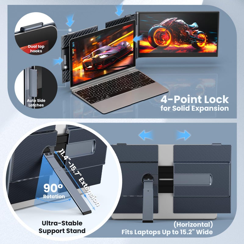 UK BONITOYS Laptop Screen Extender, 14" Ultra-Thin & Lightweight Portable Monitor, 1080P FHD IPS Second Screen, Plug and Play, Laptop Monitor Extender Compatible for Mac/Win Laptops 13-17 Inch - Image 4