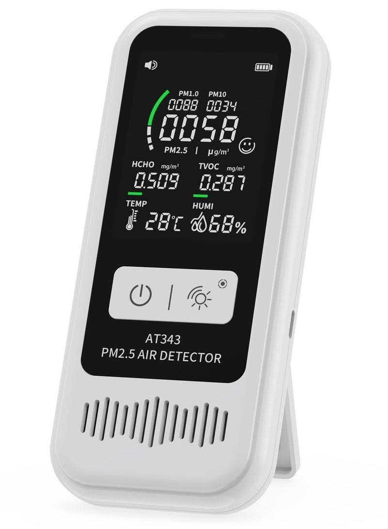 Air Quality Monitor Tester, Portable Air Quality Detector with LCD Digital Display, CO2, Formaldehyde,Temperature, Humidity Detector, PM2.5/1.0/10 HCHO TVOC Tester for Home Office, Car, Outdoor - Image 1