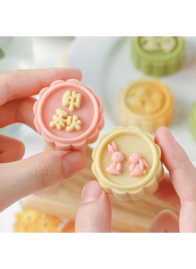 Generic - Mini Moon Cake Mold Press Hand Press Mid-Autumn Rabbit Ice Skin Flow Heart Mung Bean Cake Household New Kindergarten Grinding-Specifications:50 Grams Of Rabbit Moon Cake [a Bucket Of Three Pieces]]-Color:Milky White - Image 1