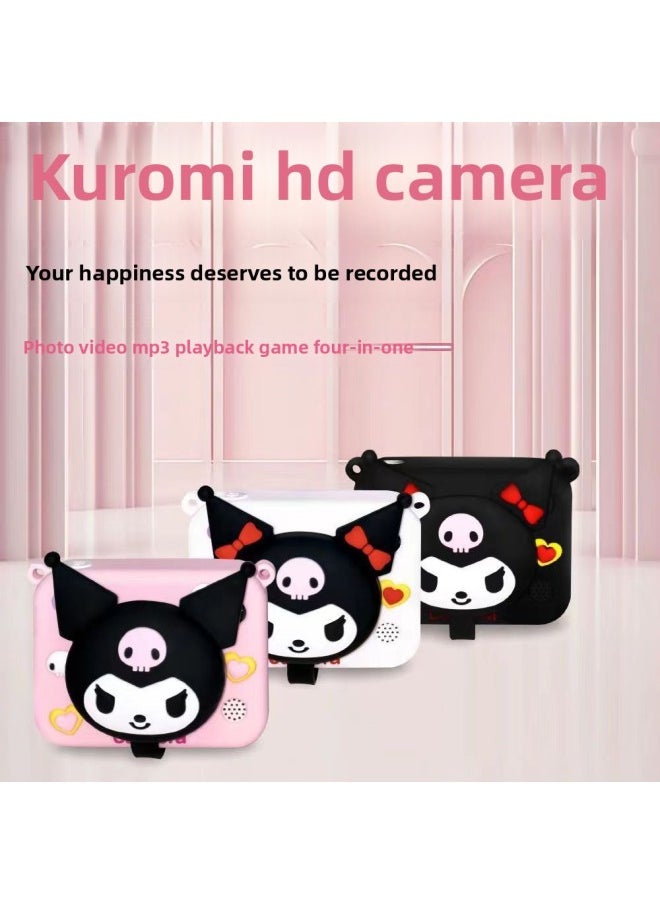 Generic Popular Kidsren's Camera Birthday Gift Kuromi Ccd High-definition Digital Camera Campus Student Party Mini-Body Color:P4 Culomi Black  - Image 1