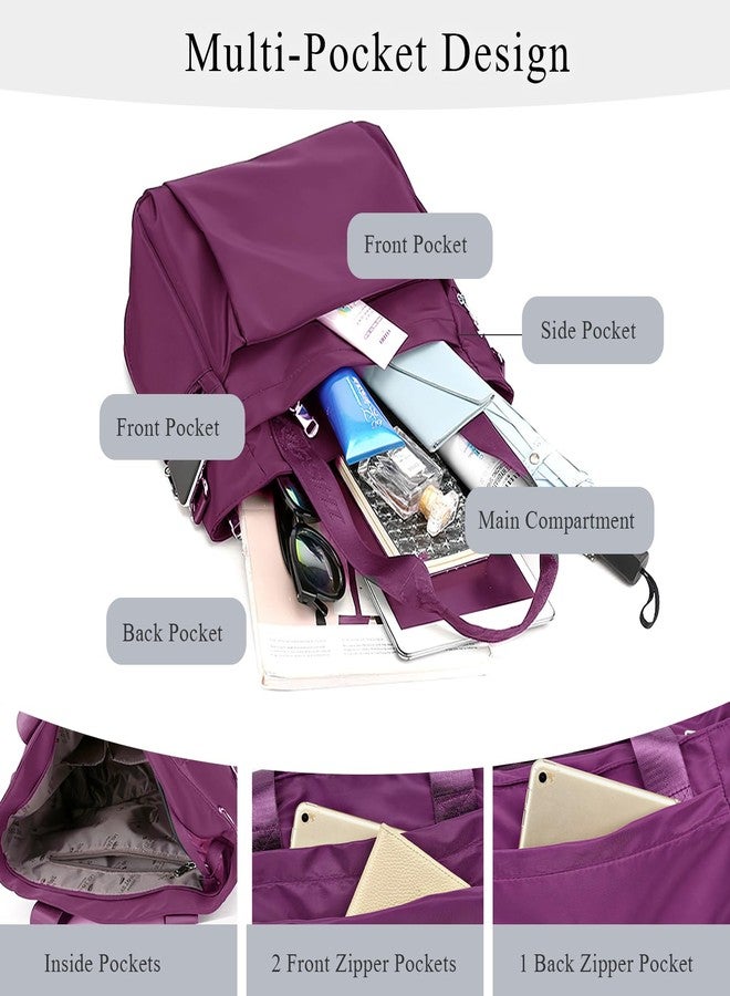 WITERY Tote Bag for Women with Zipper Lightweight Nylon Crossbody Shoulder Bag with Shoulder Strap & Compartments Large Hobo Top Handle Handbag for Travel Work Nurse Gym Daily Use - Image 4