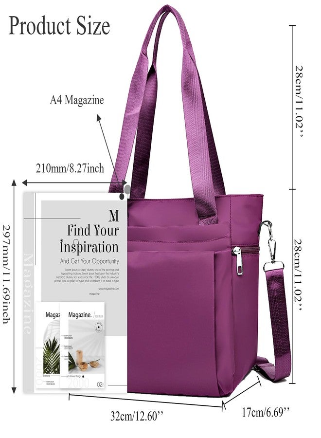 WITERY Tote Bag for Women with Zipper Lightweight Nylon Crossbody Shoulder Bag with Shoulder Strap & Compartments Large Hobo Top Handle Handbag for Travel Work Nurse Gym Daily Use - Image 3