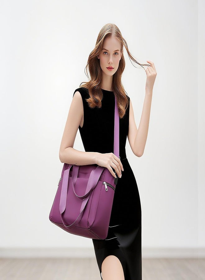 WITERY Tote Bag for Women with Zipper Lightweight Nylon Crossbody Shoulder Bag with Shoulder Strap & Compartments Large Hobo Top Handle Handbag for Travel Work Nurse Gym Daily Use - Image 2