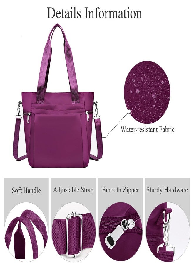 WITERY Tote Bag for Women with Zipper Lightweight Nylon Crossbody Shoulder Bag with Shoulder Strap & Compartments Large Hobo Top Handle Handbag for Travel Work Nurse Gym Daily Use - Image 5
