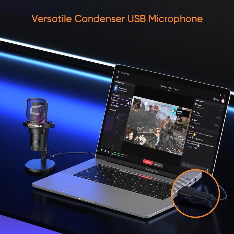 All condition resistant crafted quality EJoy Uni USB Gaming Microphone, Condenser Microphone with Noise Cancellation, RGB Lighting, Mute Control, Gain Control & Monitoring, for Streaming, Podcast, Studio, PC, PS4/PS5, Mac, Black Repeated detach compatible build - Image 2