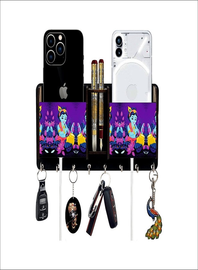 APS ART PLUS STORE متجر APS ART PLUS حامل مفاتيح خشبي مزخرف للجدران، مناسب للمنزل والمكتب | حوامل مفاتيح بتصميمات مميزة لتزيين الجدران | حامل مفاتيح (تقليدي 3) - Image 1