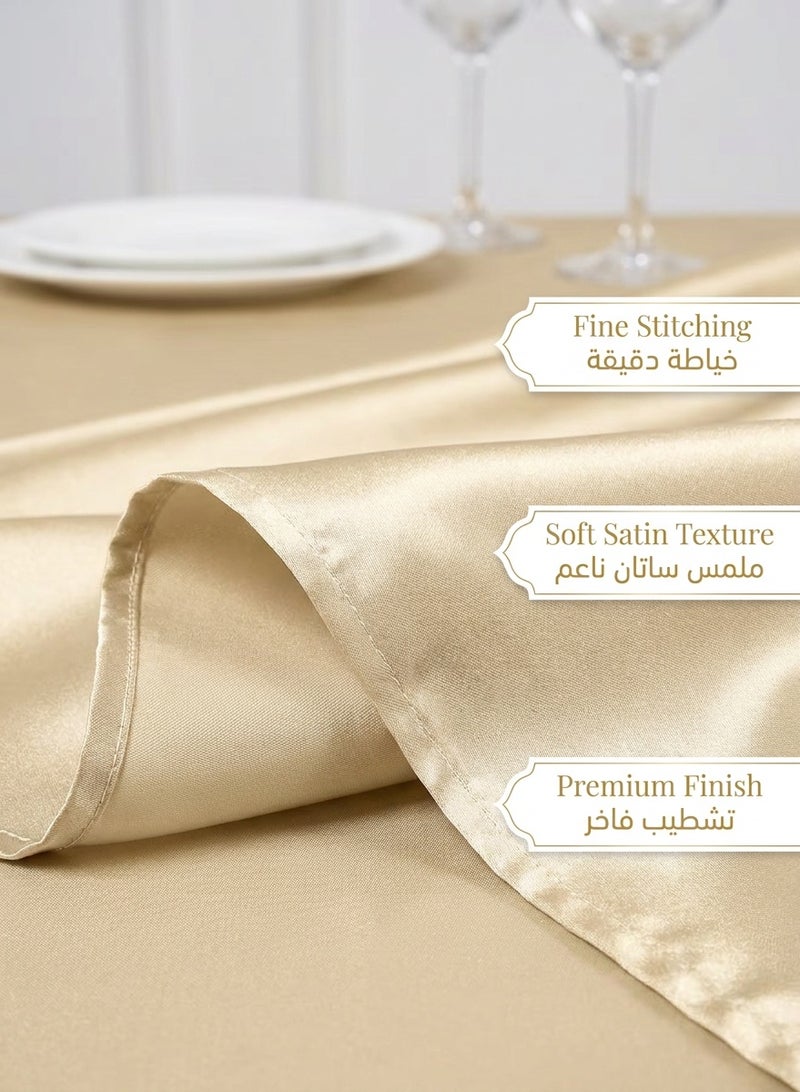 Woofixer Satin Tablecloth 145*200cm, Overlay Satin Table Cover Rectangle Bright Silk Tablecloth Smooth Fabric Table Decoration for Wedding Banquet Party Events, Champagne - Image 3