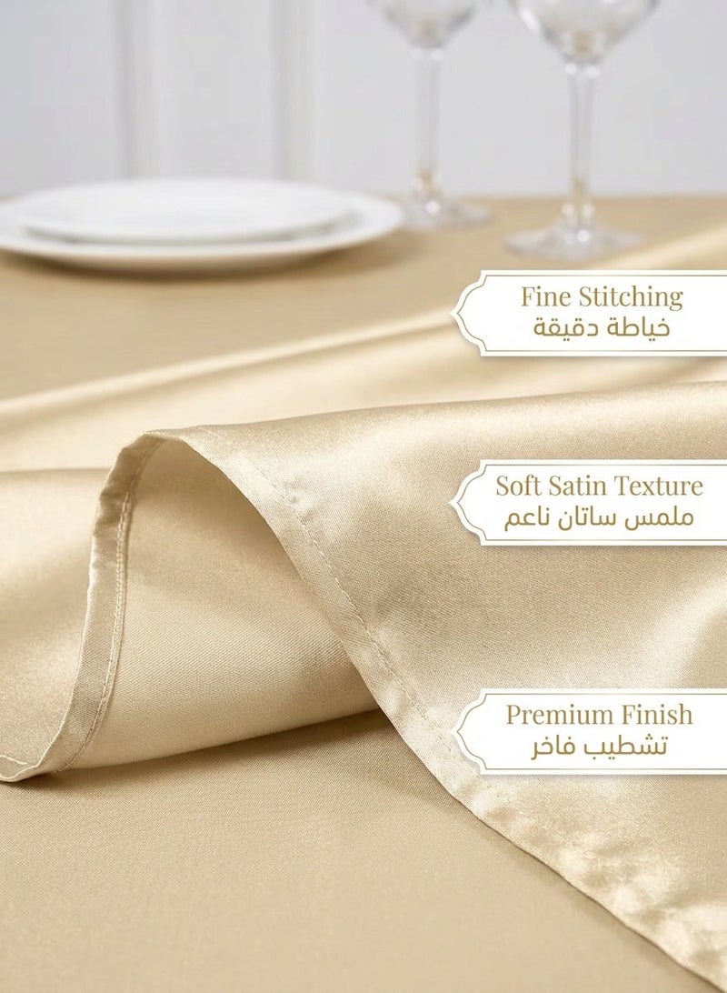 Woofixer Satin Tablecloth 145*200cm, Overlay Satin Table Cover Rectangle Bright Silk Tablecloth Smooth Fabric Table Decoration for Wedding Banquet Party Events, Champagne - Image 3