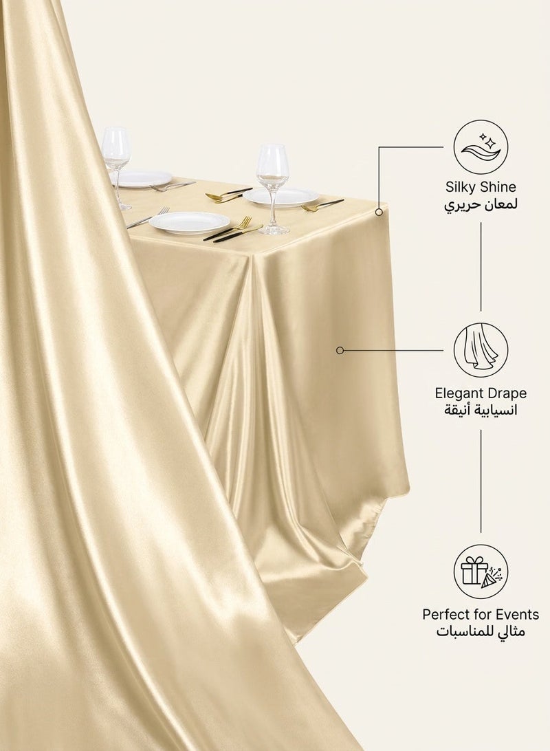 Woofixer Satin Tablecloth 145*200cm, Overlay Satin Table Cover Rectangle Bright Silk Tablecloth Smooth Fabric Table Decoration for Wedding Banquet Party Events, Champagne - Image 5