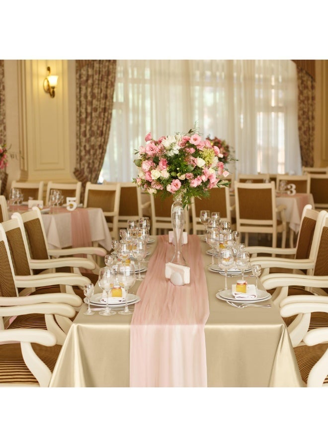 Woofixer Satin Tablecloth 145*200cm, Overlay Satin Table Cover Rectangle Bright Silk Tablecloth Smooth Fabric Table Decoration for Wedding Banquet Party Events, Champagne - Image 2