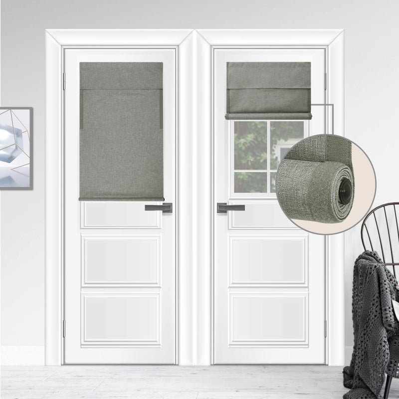 WdFour Triple Layers UV Protect  100% Light Block  Multi-use  no Noise  Easy Installed Door Curtains  Adjustable Roller Shade  Window Blind  for Office  Wards and Home(26Wx42L Sage Green 1 Piece - Image 1