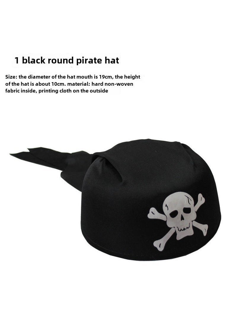 1 x 5 pcs Pirate Hat Set for Cosplay  Accessories Black round pirate cap 1