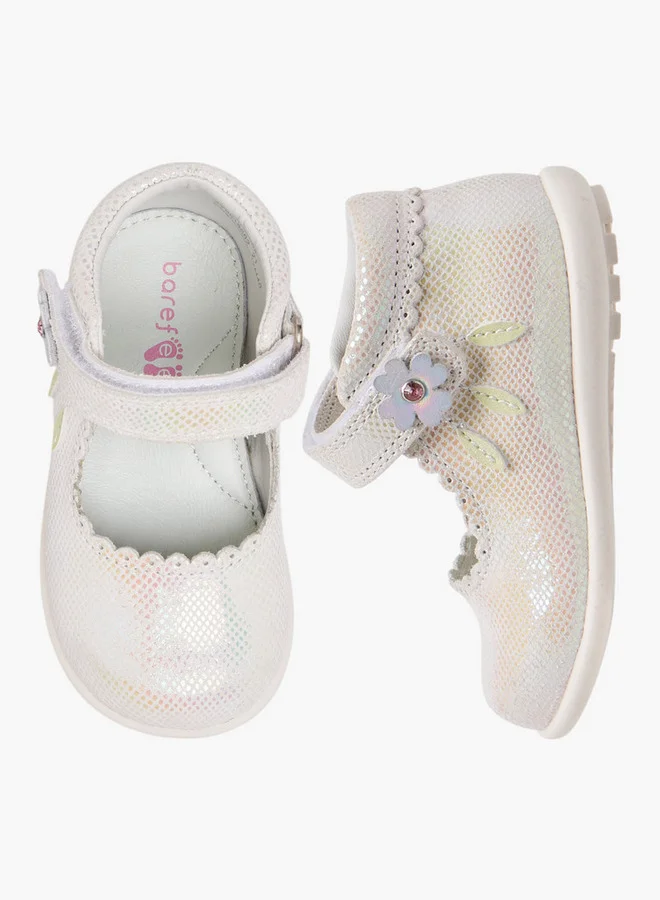 بيرفيت Textured Mary Jane Shoes with Hook and Loop Closure