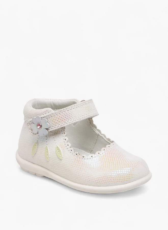 بيرفيت Textured Mary Jane Shoes with Hook and Loop Closure