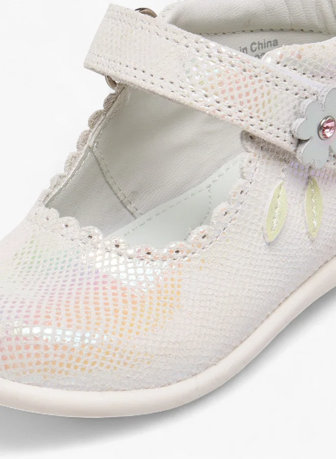 Barefeet Textured Mary Jane Shoes with Hook and Loop Closure
