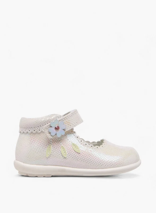 Barefeet Textured Mary Jane Shoes with Hook and Loop Closure