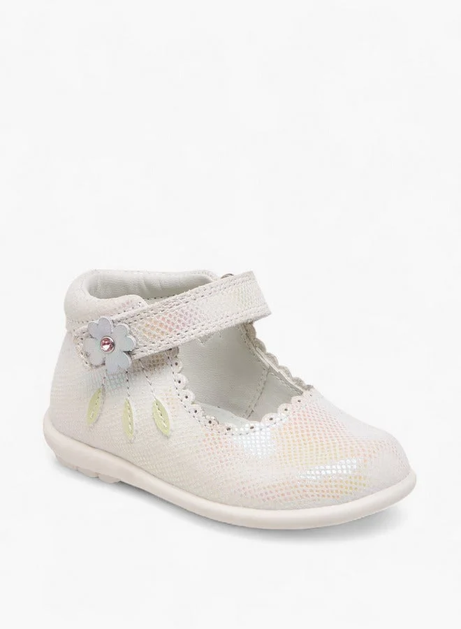 Barefeet Textured Mary Jane Shoes with Hook and Loop Closure