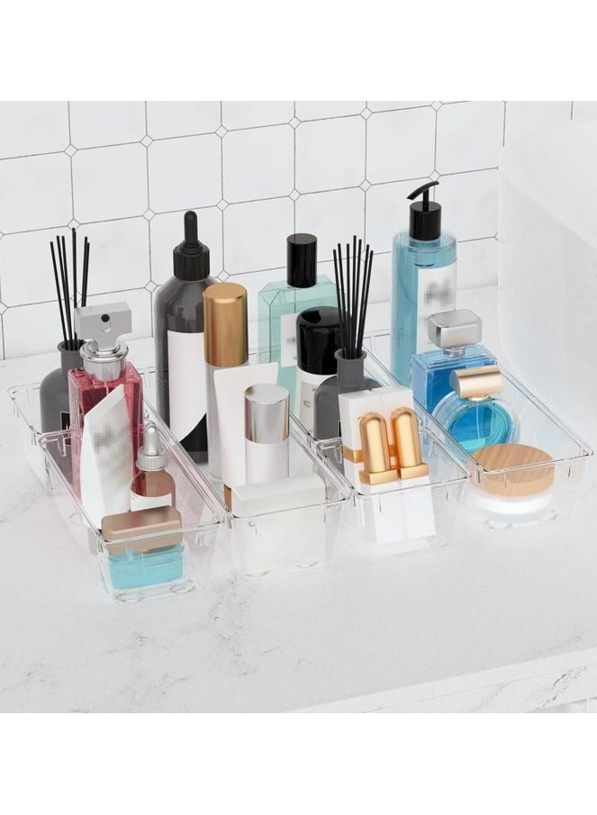 6-Piece Acrylic Drawer Organizer Set – Clear Storage Bins for Makeup, Office Supplies, Kitchen Utensils & More | Stackable, Durable, Non-Slip Drawer Dividers - Image 5
