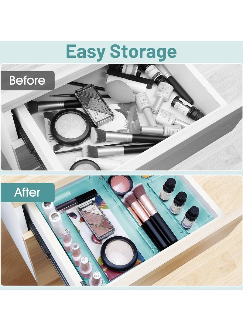 Set of 25 sky blue plastic drawer organizers, multi-size, organize drawers in bathroom, makeup, jewelry, kitchen and office (imported) - Image 5