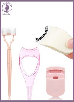 KHAJUL 4-Piece Eyelash Applicator Tool Set, False Eyelash Curler Applicator, Portable Eyelash Curler Eyelash Separating Tool Mascara Comb  - Image 1