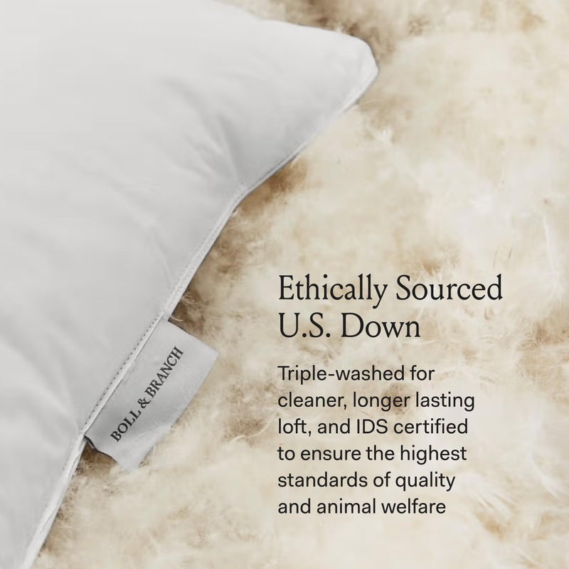 BOLL & BRANCH Down Chamber Pillow - Soft, Standard - Naturally Cooling Shell - Premium Comfort, Superior Support - Cruelty-Free IDS Certified Down - Image 2
