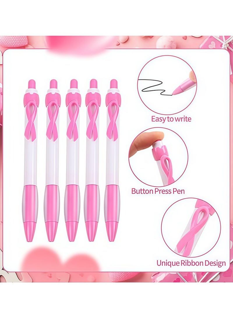 Breast Cancer Awareness Ballpoint Pens – Set of 8 Pink Ribbon Design Pens, Ideal for Schools, Hospitals, and Awareness Campaigns - Image 3