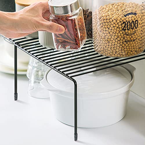 Tomorotec Expandable Shelf Organizer for Kitchen Countertop, Metal Cabinet Pantry Shelf, Spice Rack Organizer, Space Saving Non Slip Rustproof, Black - Image 5