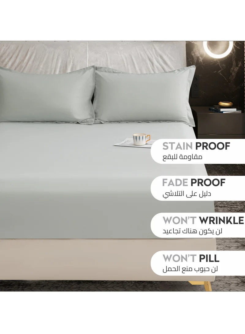 Donetella SUPER KING (200x200cm) Bedding Fitted Sheet 3-Pcs Super King Size Solid Bed Sheet Set Fits(200x200CM) With Pillowcases And 35 CM Extra Deep Brushed Microfiber Bed Sheet,Ansonia  | Best Price UAE