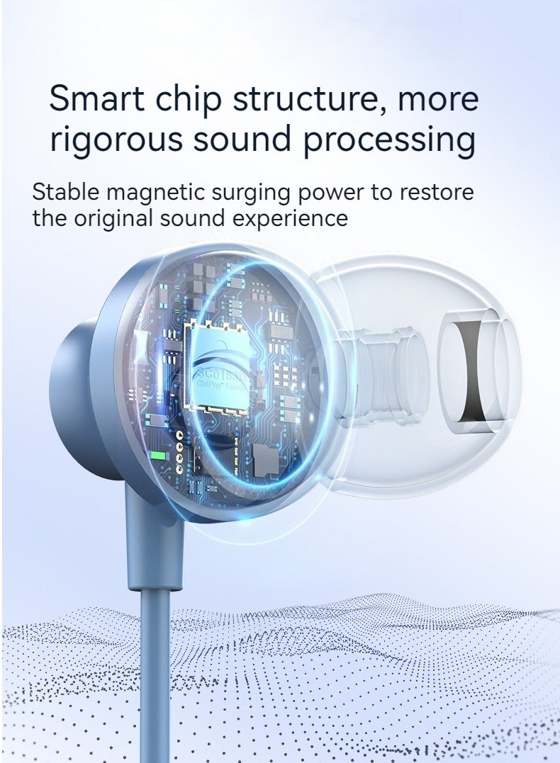 In-ear wired headphones 3.5mm round port wire controlled subwoofer headphones (blue) - Image 3