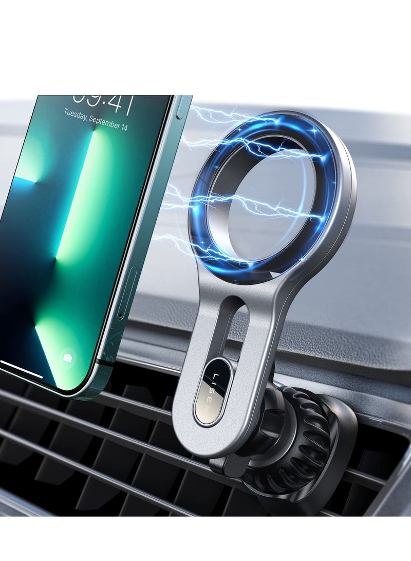 Excefore Compatible for MagSafe Car Mount, Magnetic Phone Holder for Car [Easily Install] Hands Free iPhone Car Holder Mount Fit for iPhone 13 14 Pro Max Mini MagSafe Case, Silver - Image 1