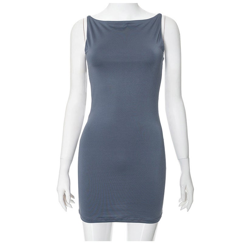 Elegant Solid Color Sleeveless Bodycon Mini Dress for Women Summer - Image 5